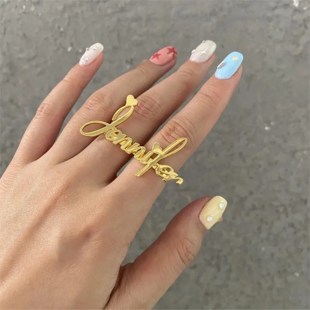 LeeChee Personalized Two Finge - đánh giá và giá Initial Ring Custom