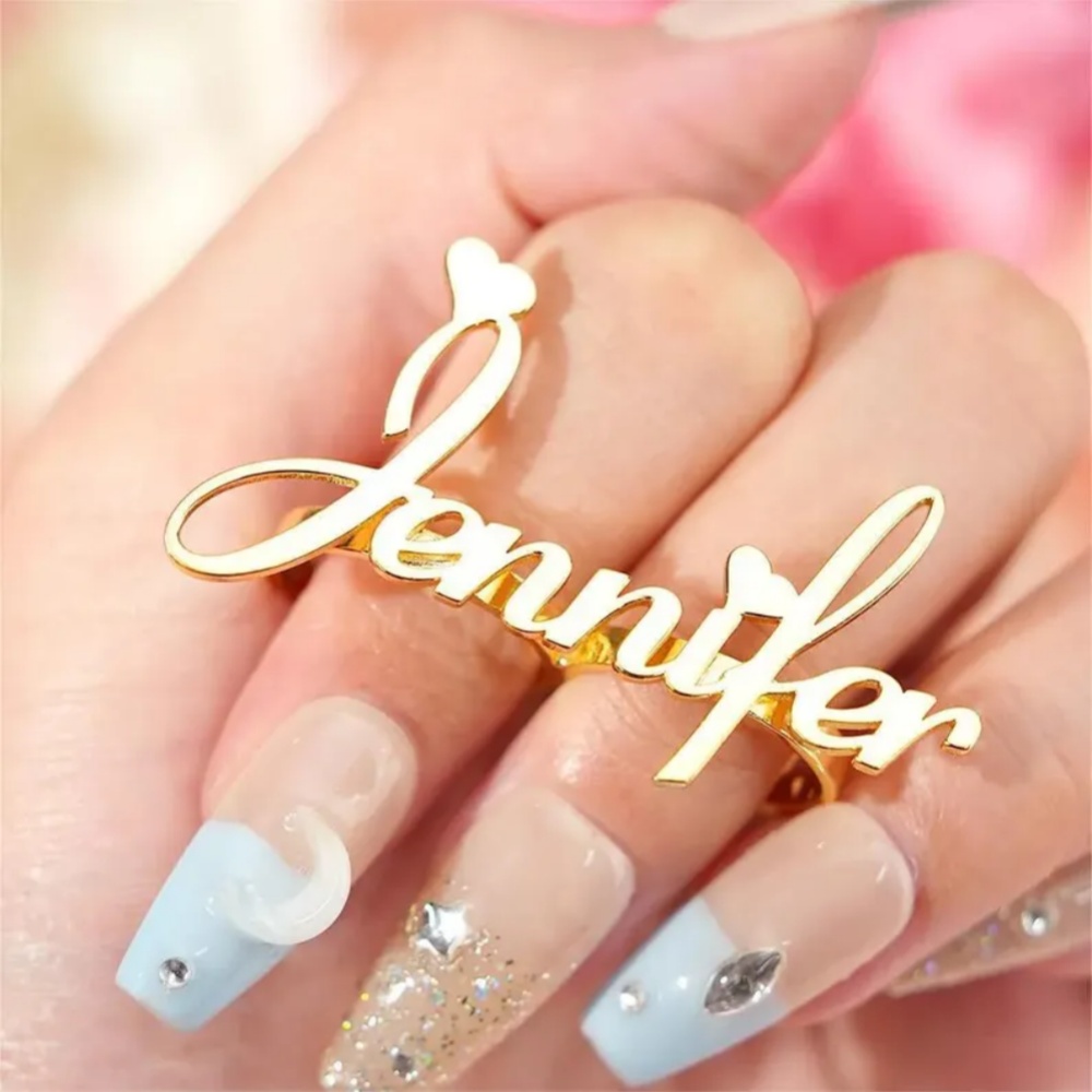 LeeChee Personalized Two Finge - đánh giá và giá Initial Ring Custom