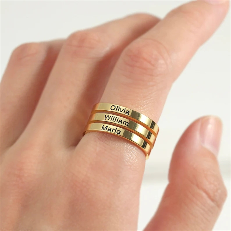 Cá Tính Inox Khắc Tên Hai Lớp  - đánh giá và giá Initial Ring Custom