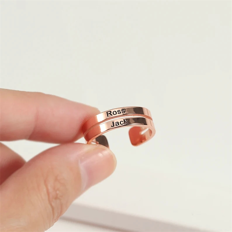 Cá Tính Inox Khắc Tên Hai Lớp  - đánh giá và giá Initial Ring Custom
