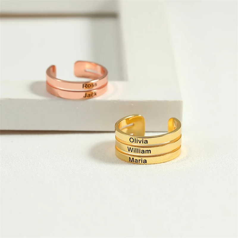 Cá Tính Inox Khắc Tên Hai Lớp  - đánh giá và giá Initial Ring Custom