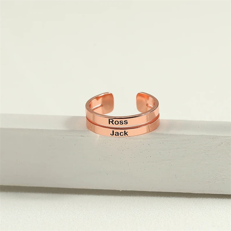 Cá Tính Inox Khắc Tên Hai Lớp  - đánh giá và giá Initial Ring Custom